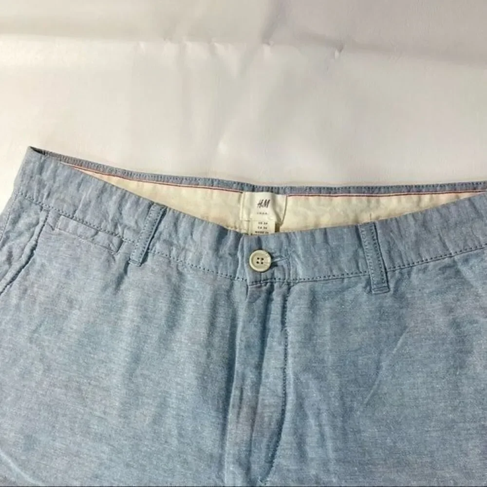 H&M LOGG Mens light blue Cotton chino shorts Sz 34